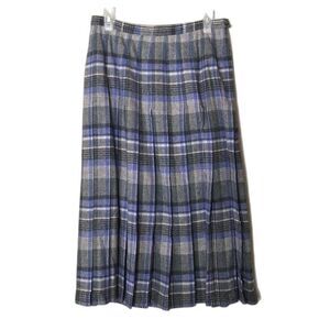Pendleton Blue and Gray Plaid Midi Skirt